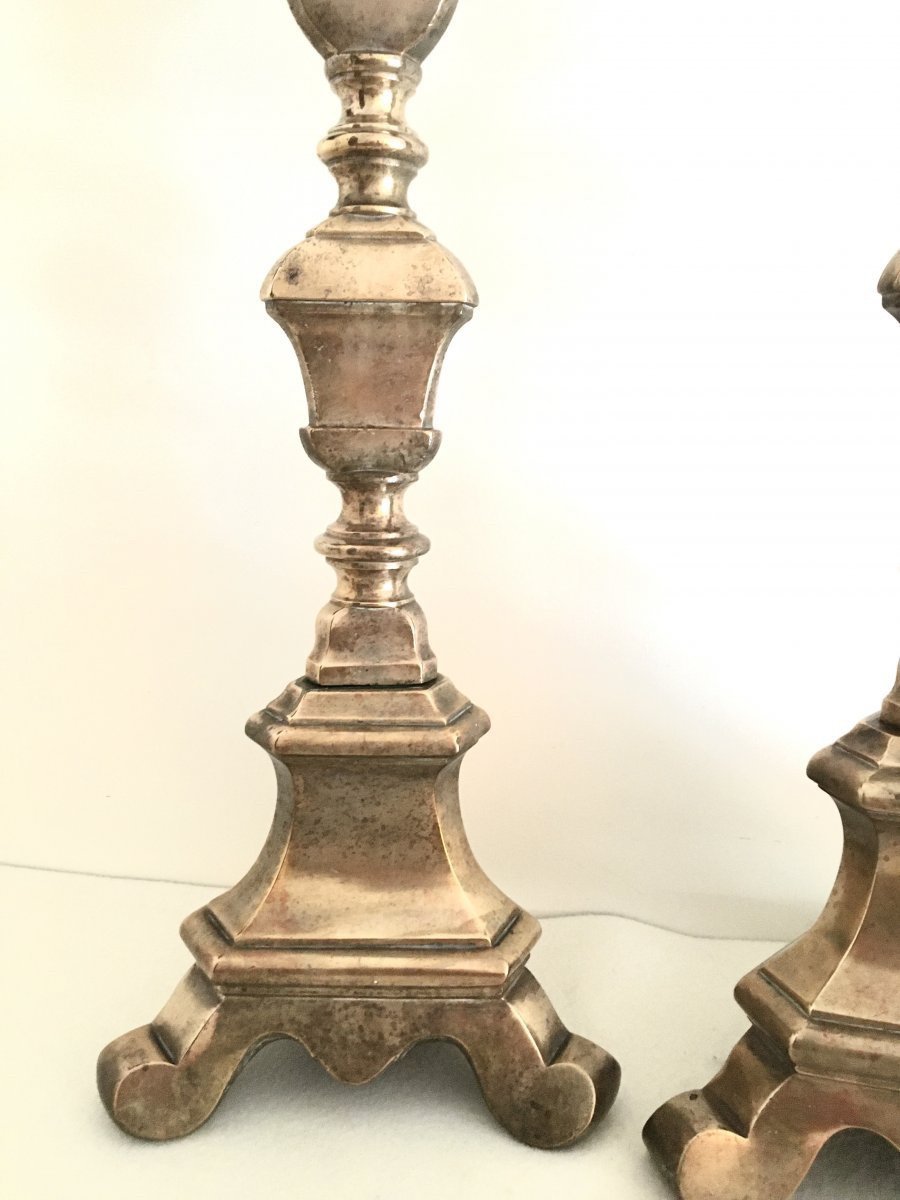 Pair Of Very Large Candlesticks - 17th Century-photo-1