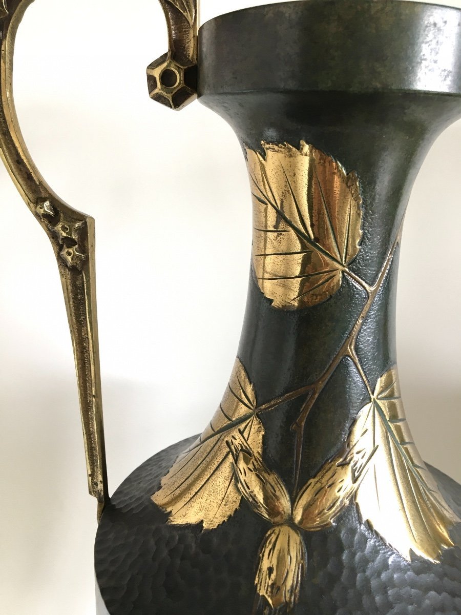 Pair Of Large Amphora-shaped Vases, Art Nouveau Period.-photo-4