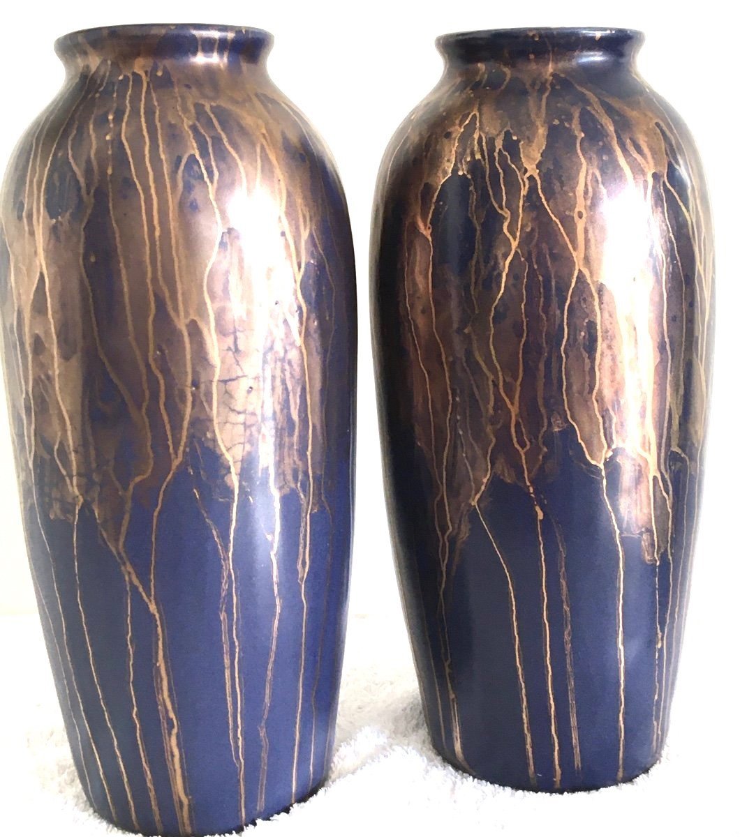 Pair Of Stoneware Vases, 1950s/60s-photo-3