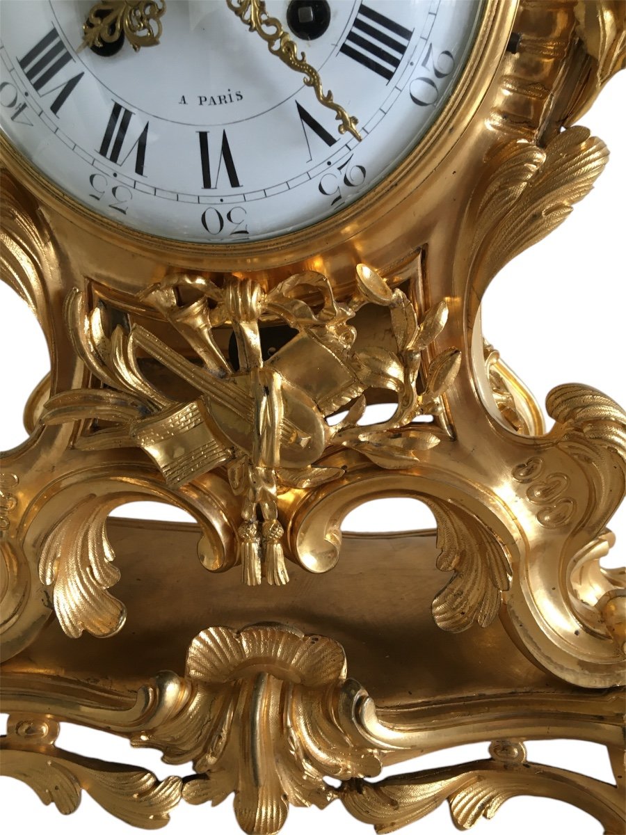 Gilded Bronze Clock, 19th Transition Period-photo-2