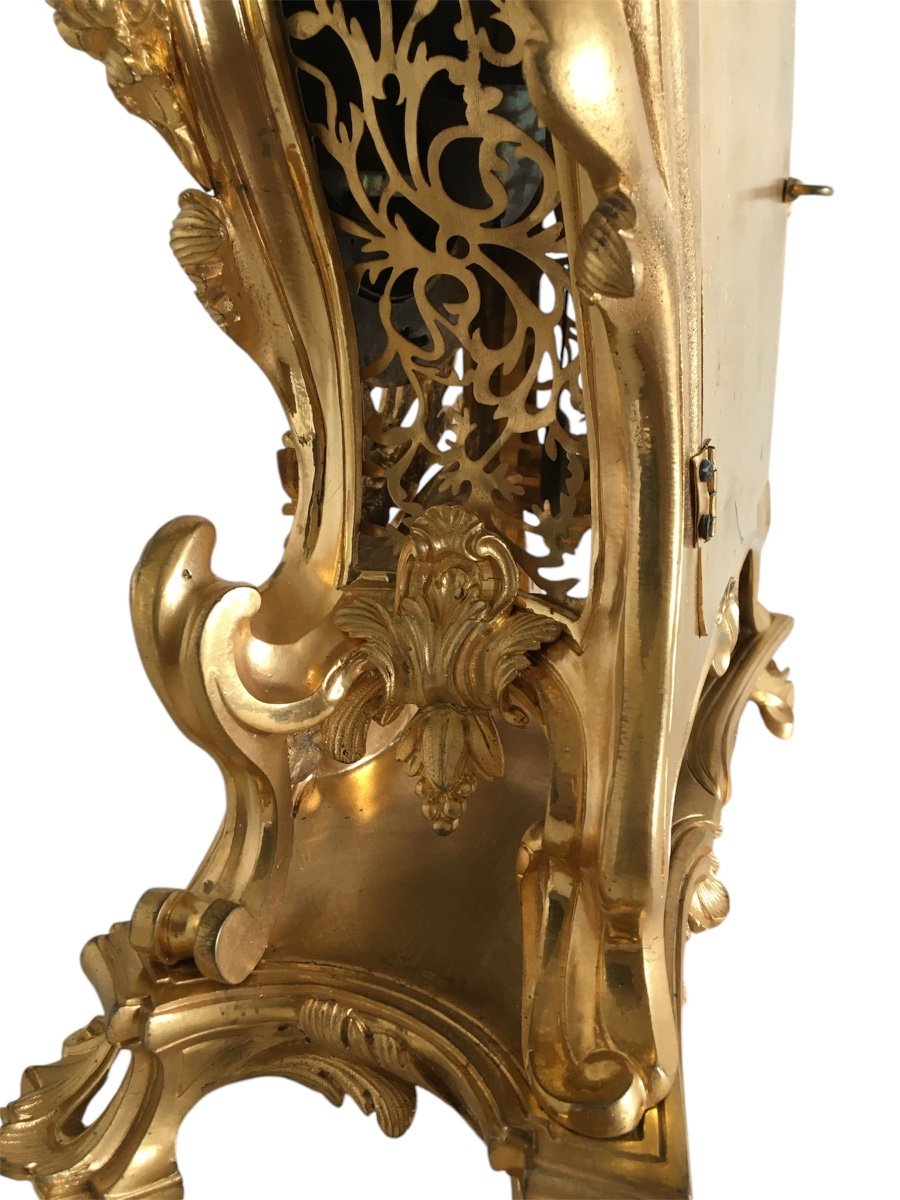 Gilded Bronze Clock, 19th Transition Period-photo-3