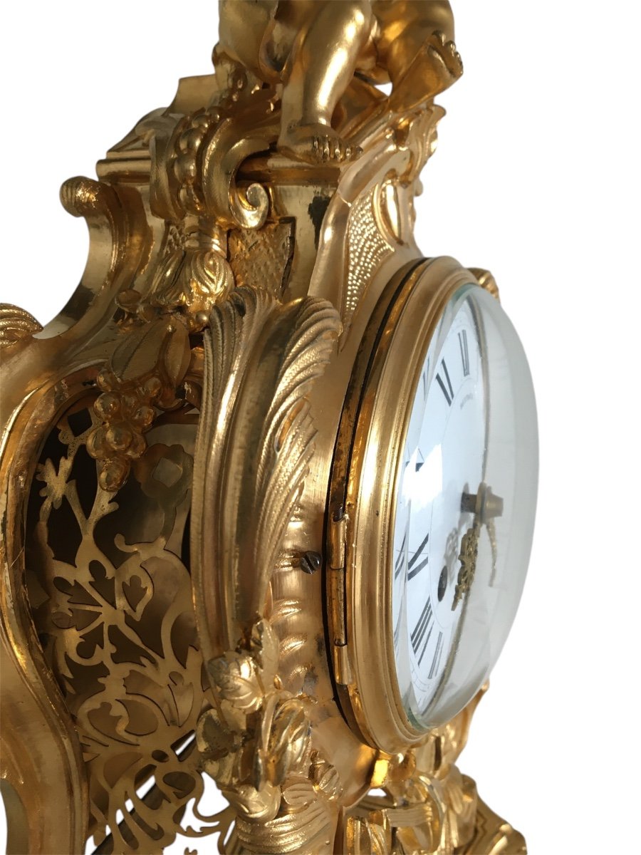 Gilded Bronze Clock, 19th Transition Period-photo-6