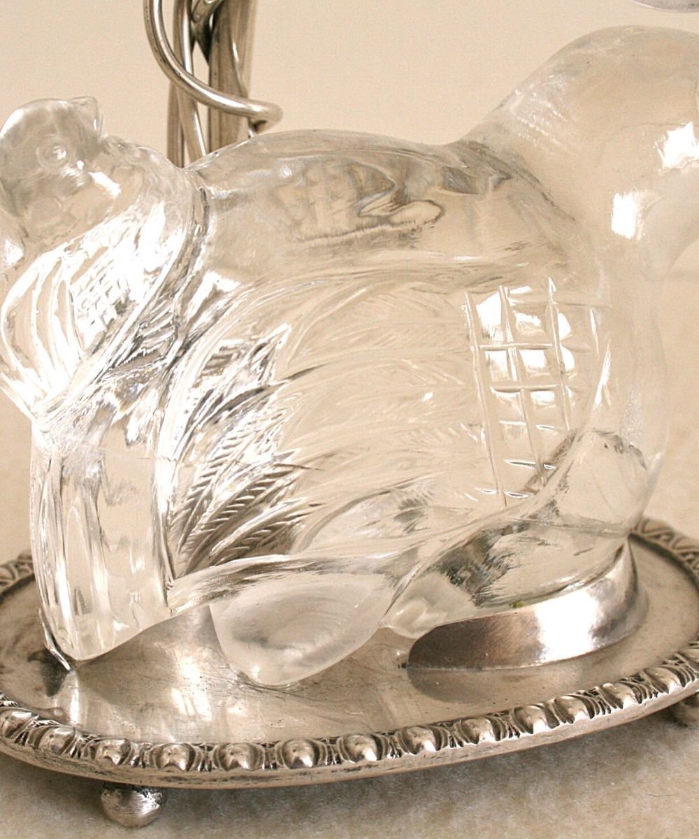 Paire de Bougeoirs, métal argenté et cristal de roche - Style Baguès-photo-3