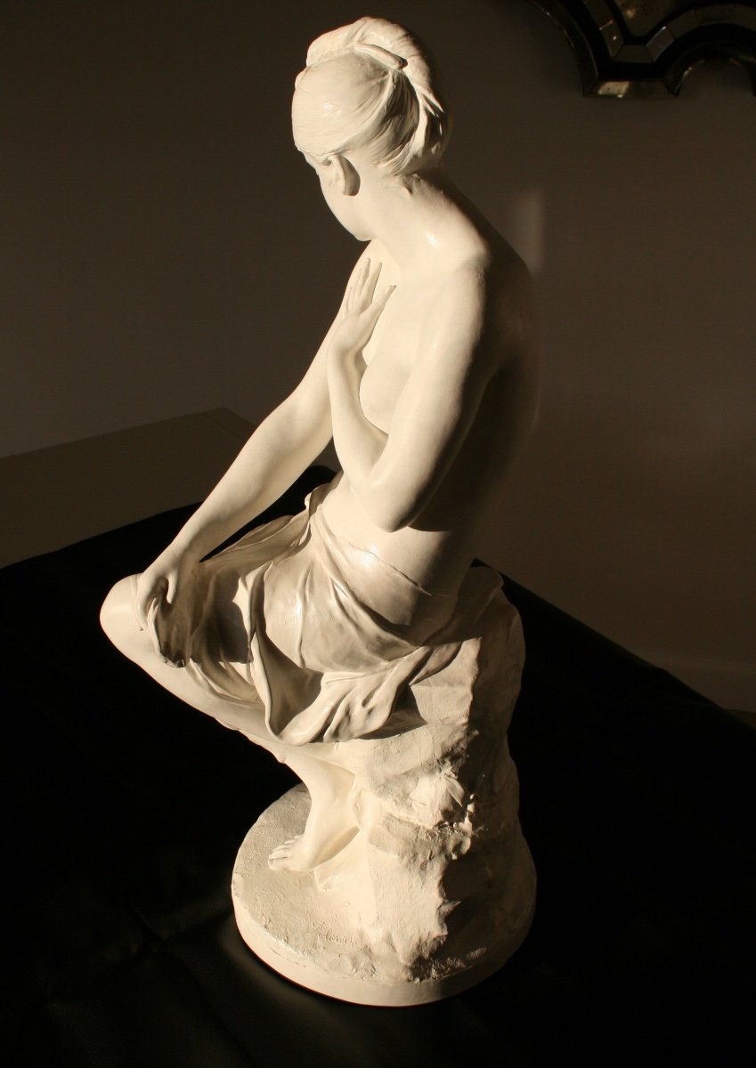 Sculpture en Terre Cuite, Femme Nue, de Paul Hippolyte Delaroche-photo-3