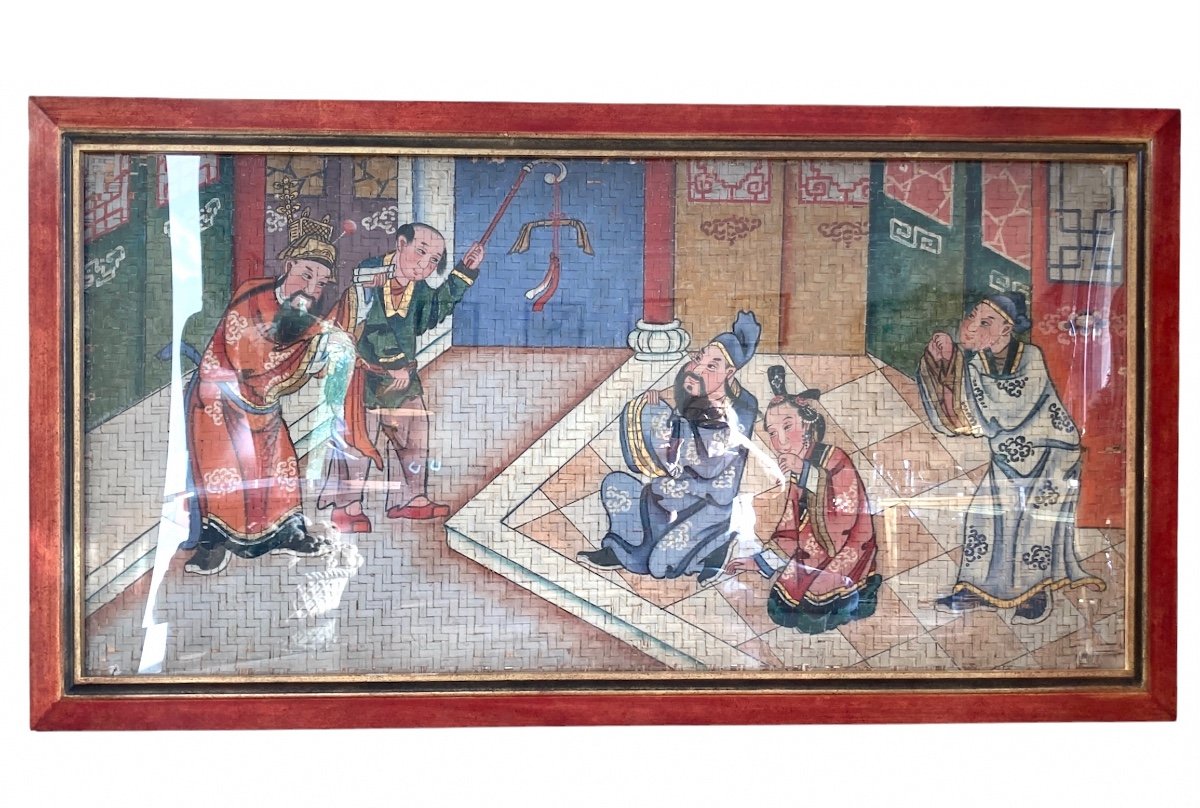 Peinture Chinoise sur Panneau de Bambou, 19ème, Chine-photo-2