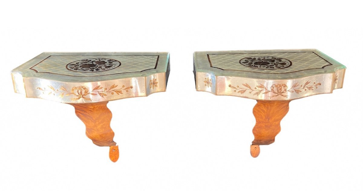 Pair Of Decorative Wall Sconces, Circa 1950 -photo-4