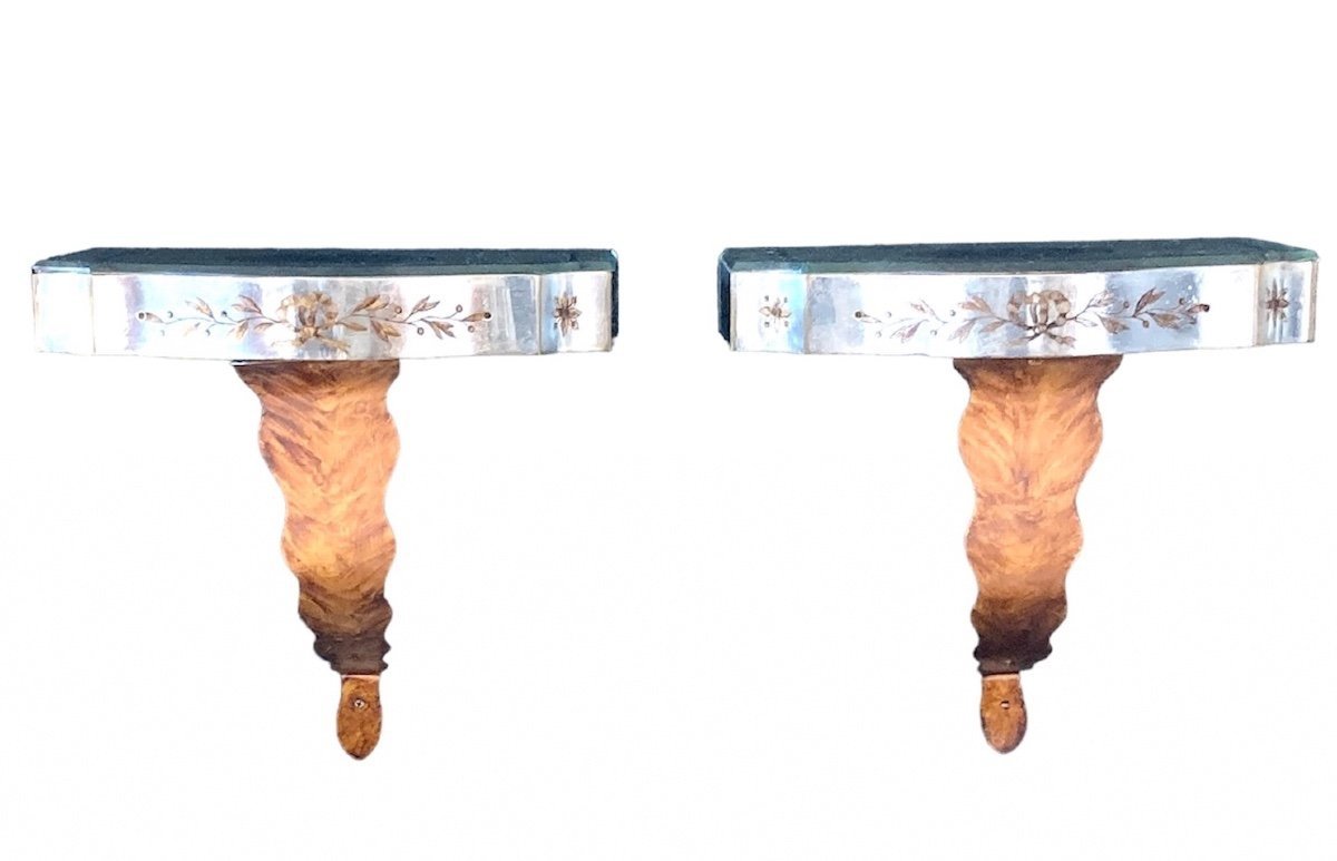 Pair Of Decorative Wall Sconces, Circa 1950 -photo-2