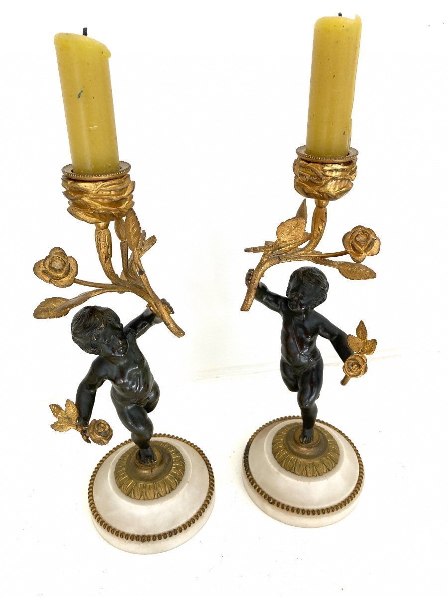 Candélabres à Décor de Putti, 19ème-photo-3