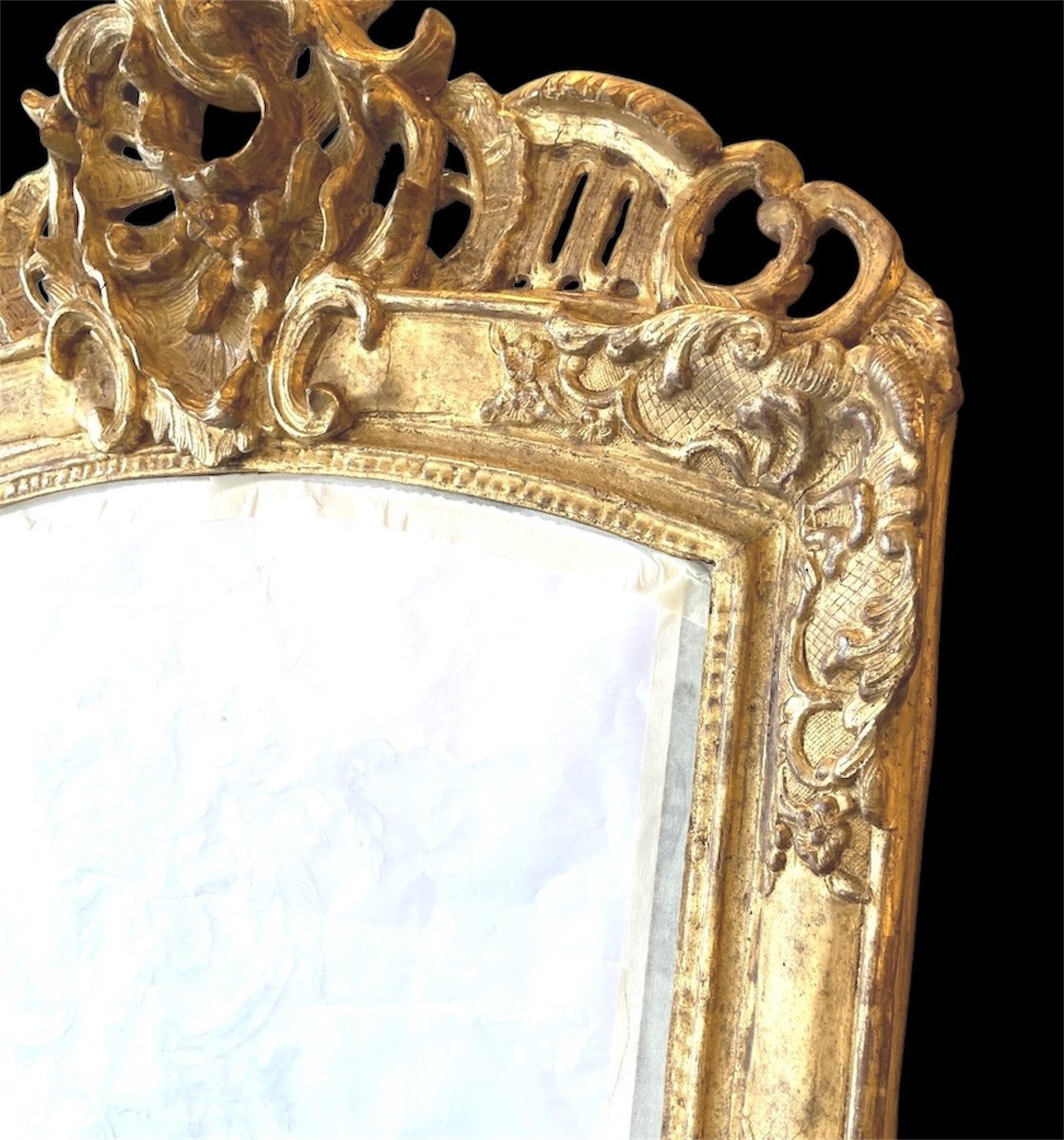 Carved And Gilded Wooden Mirror, 18th Century Regency Period  -photo-4