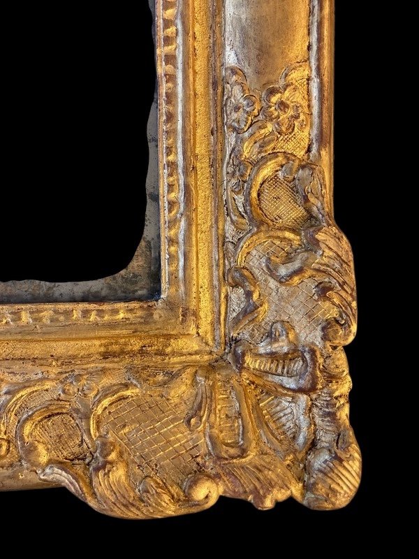 Carved And Gilded Wooden Mirror, 18th Century Regency Period  -photo-2