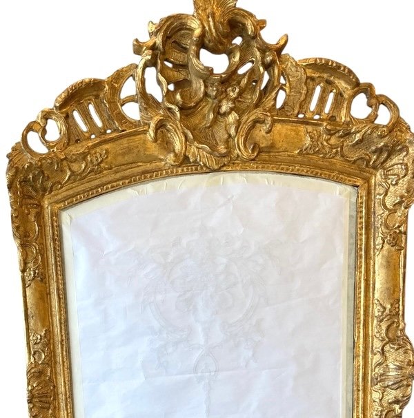 Carved And Gilded Wooden Mirror, 18th Century Regency Period  -photo-8