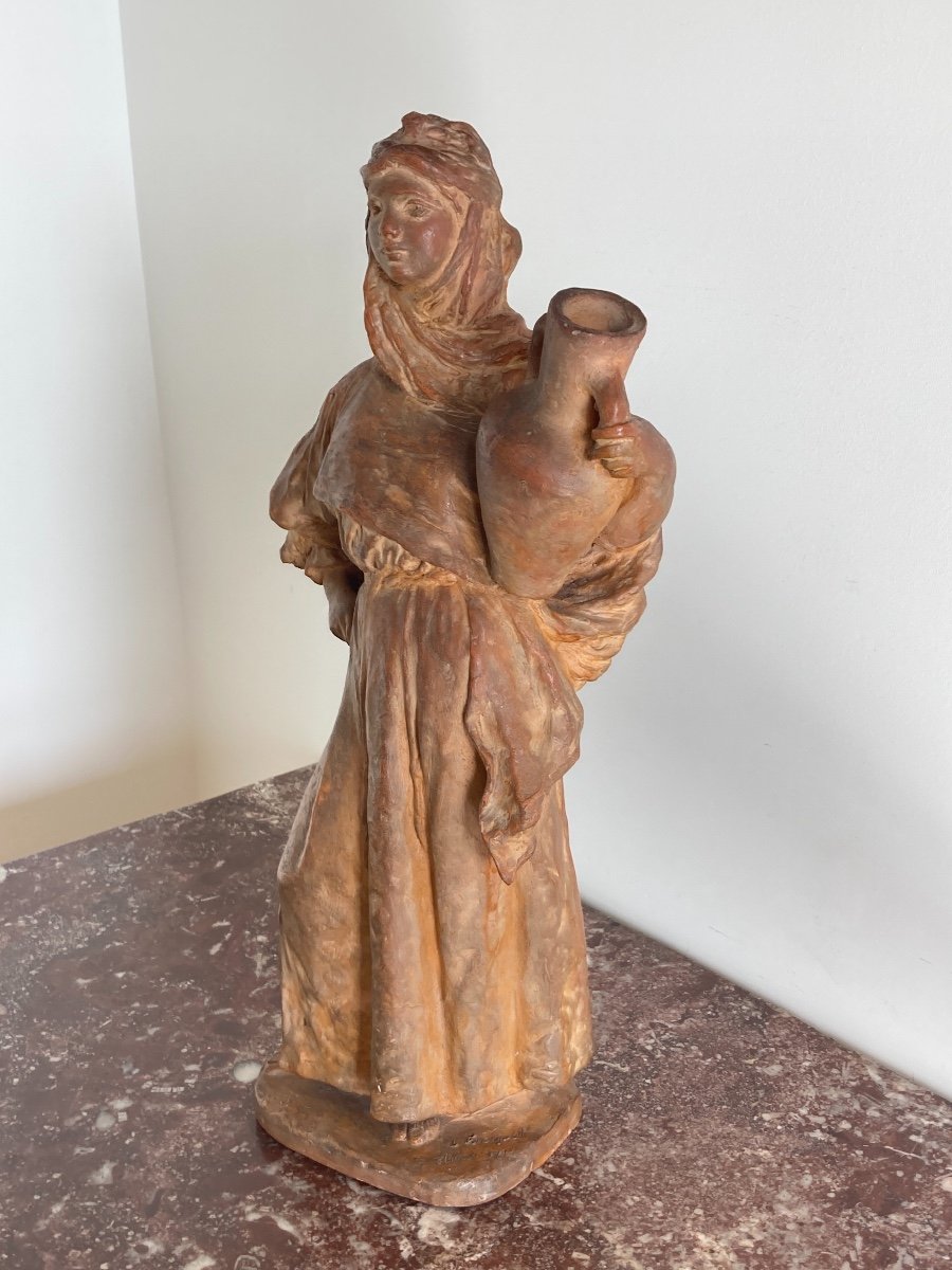 Terracotta, Orientalist, By Léon Fourquet (1901), Early 20th Century-photo-3