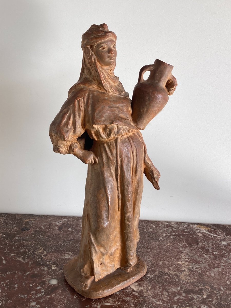 Terracotta, Orientalist, By Léon Fourquet (1901), Early 20th Century-photo-4