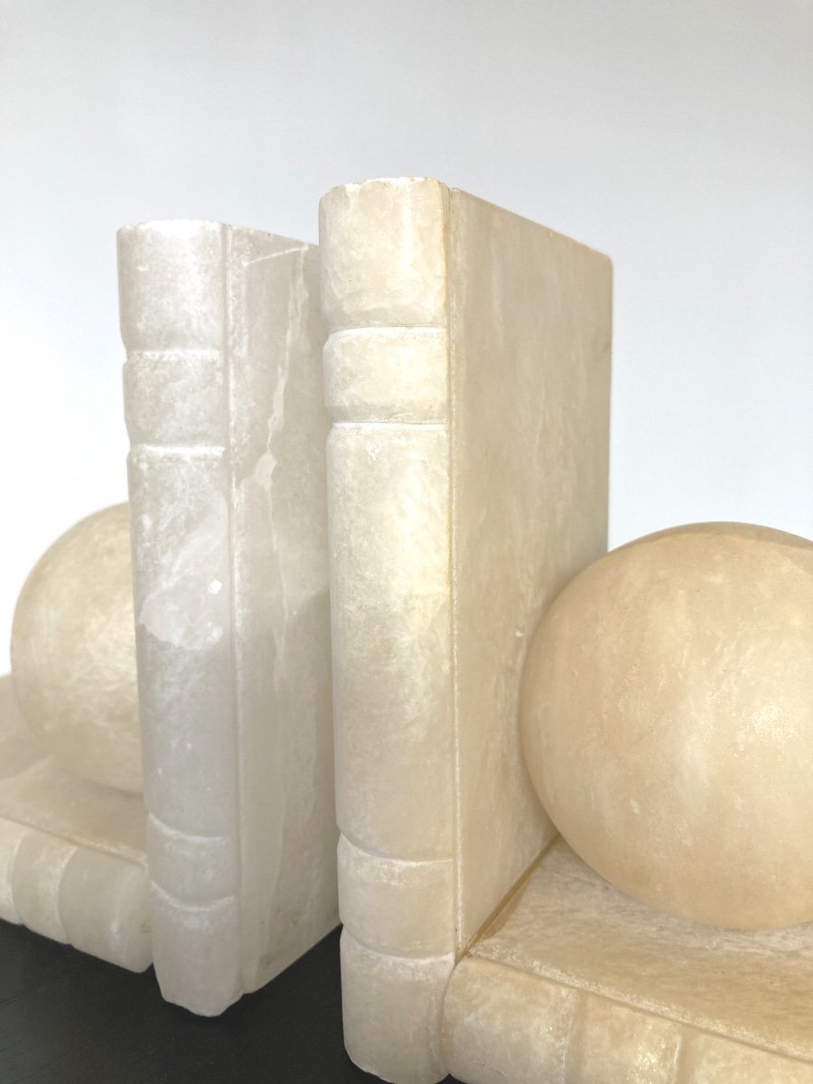 Pair Of Bookends, Alabaster, 1930s-photo-6