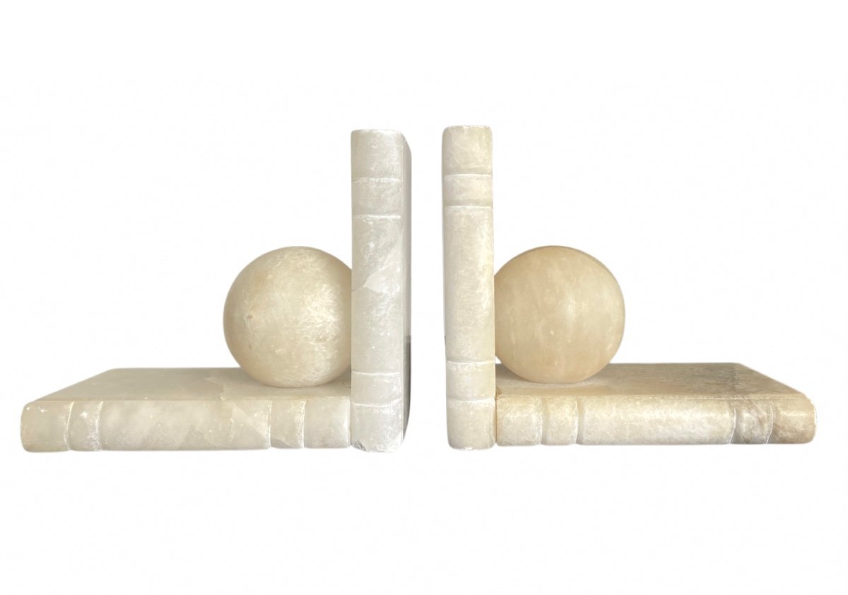 Pair Of Bookends, Alabaster, 1930s