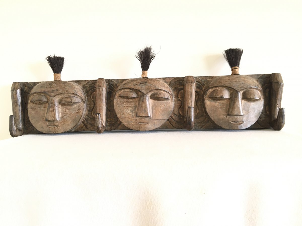 Wooden Clothes Rack, African Work, 20th C.-photo-7