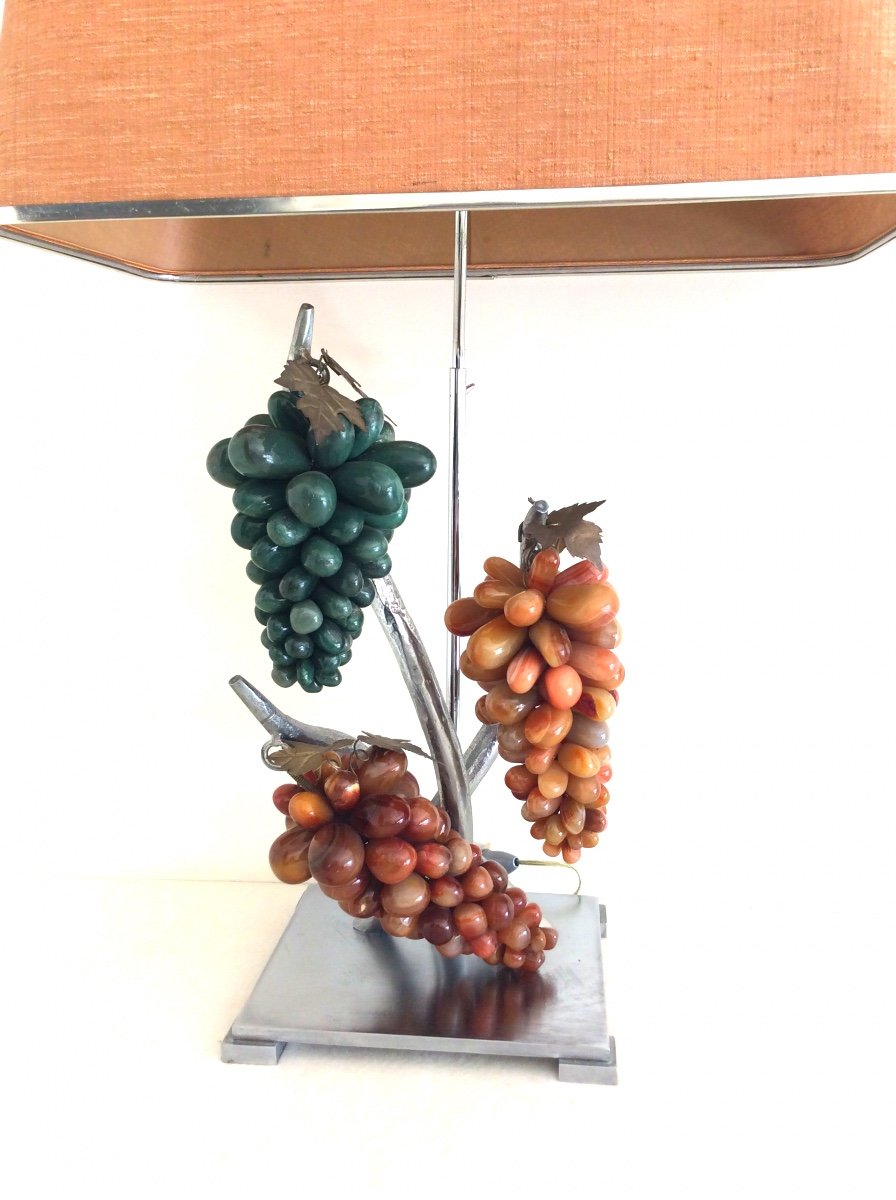 Modern Creation Lamp In Carnelian And Agate Stones, 1970s-photo-4