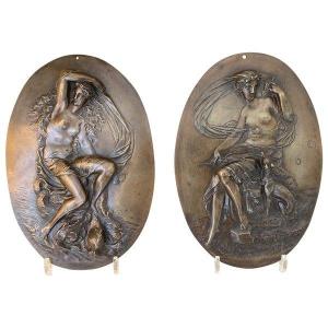 Pair Of Bronze Medallions, Early 19th