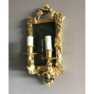 Pair Of Wall Sconces, In Golden Brass - Creation From The 1970s