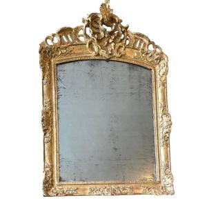 Carved And Gilded Wooden Mirror, 18th Century Regency Period  