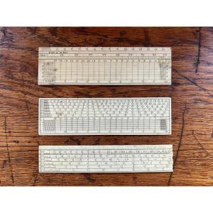 Three Bone Calculation Rulers For Drawing 18th Century 