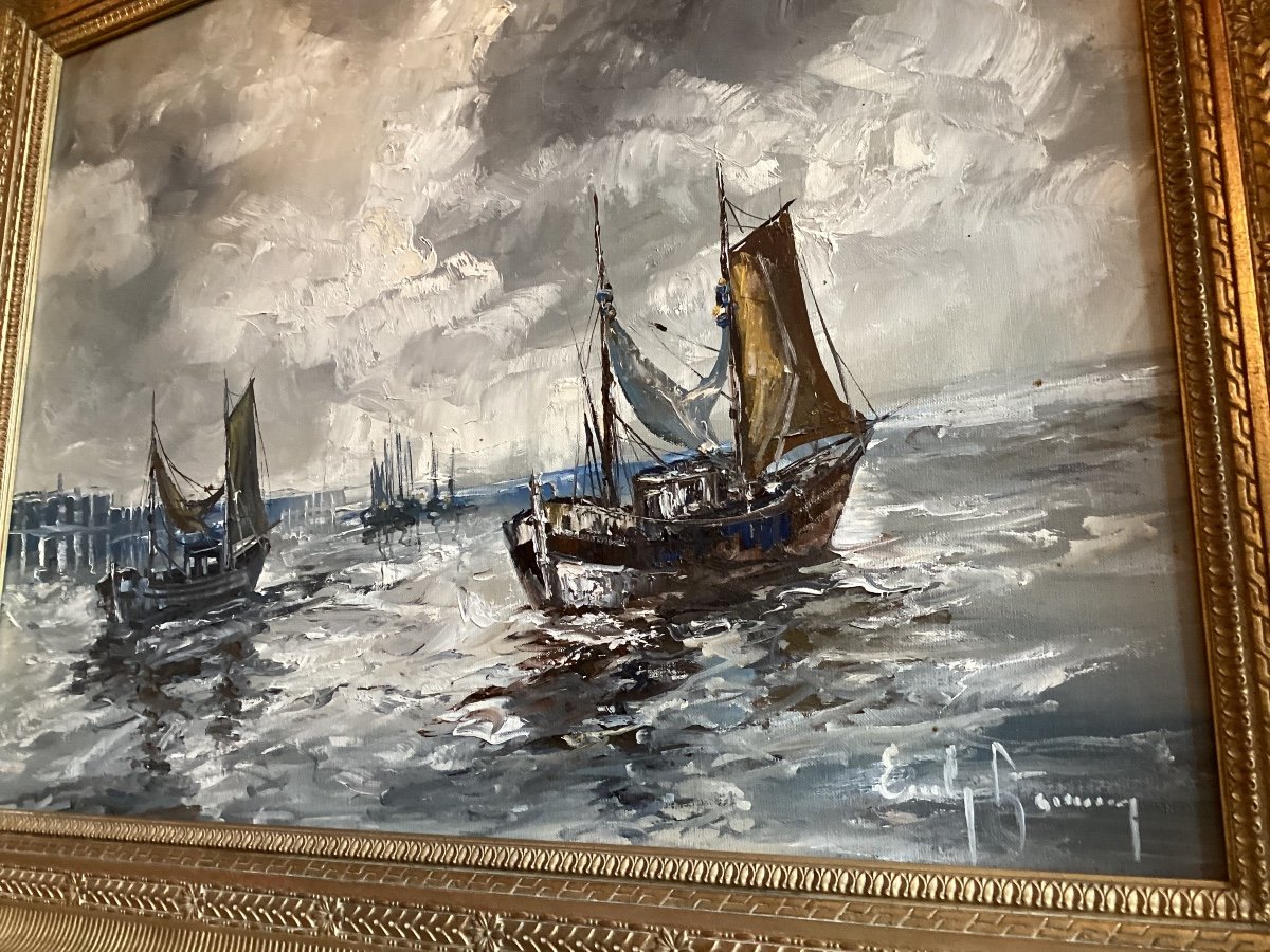 Marine Painting Signed Emile Lammers-photo-3