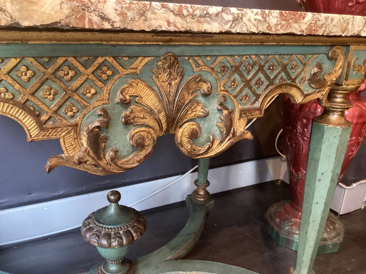 Italian Console In Painted Wood-photo-3