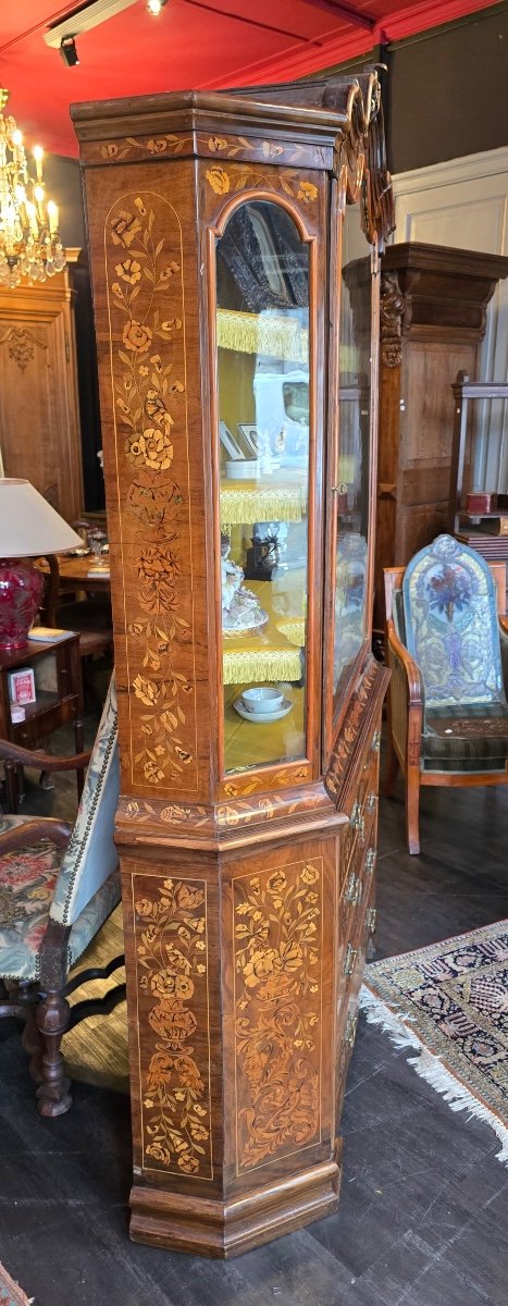 Two-body Dutch Marquetry Display Case-photo-2