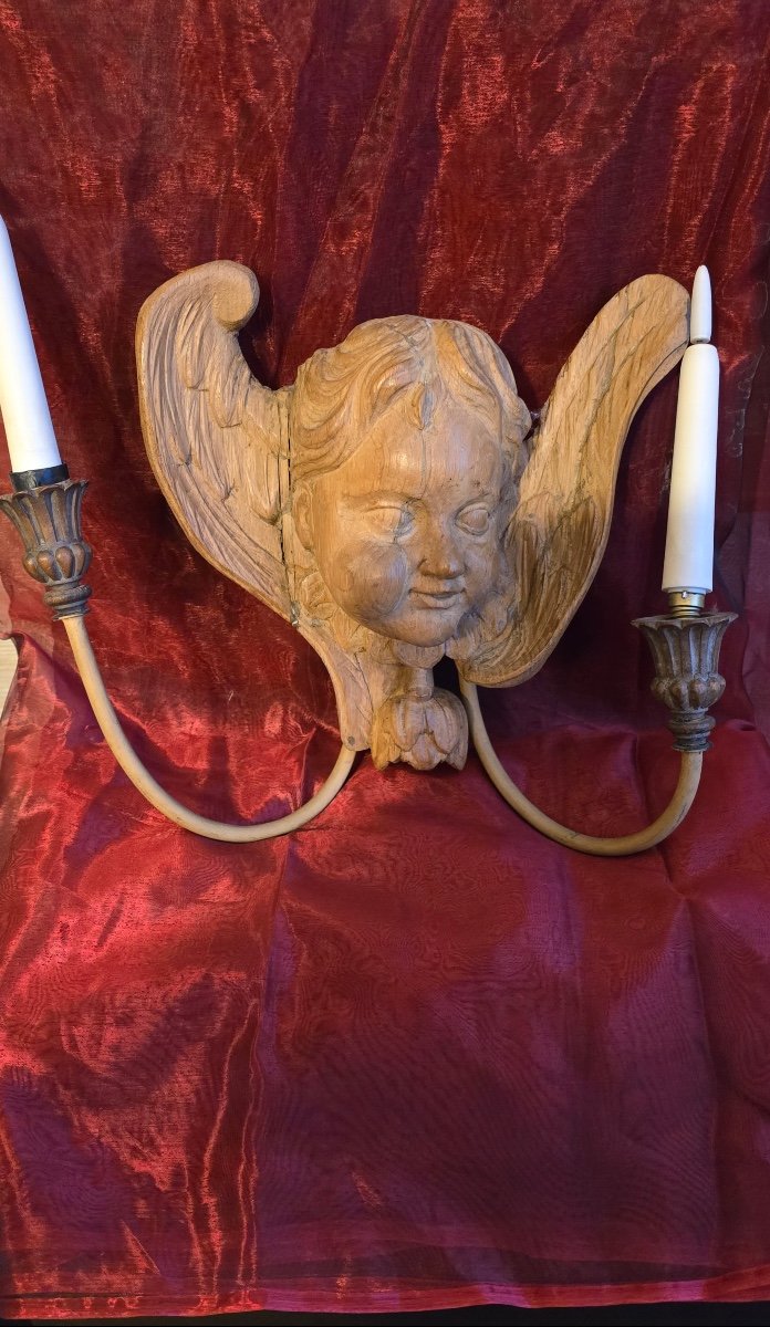 Pair Of Carved Wooden Cherubs -photo-2