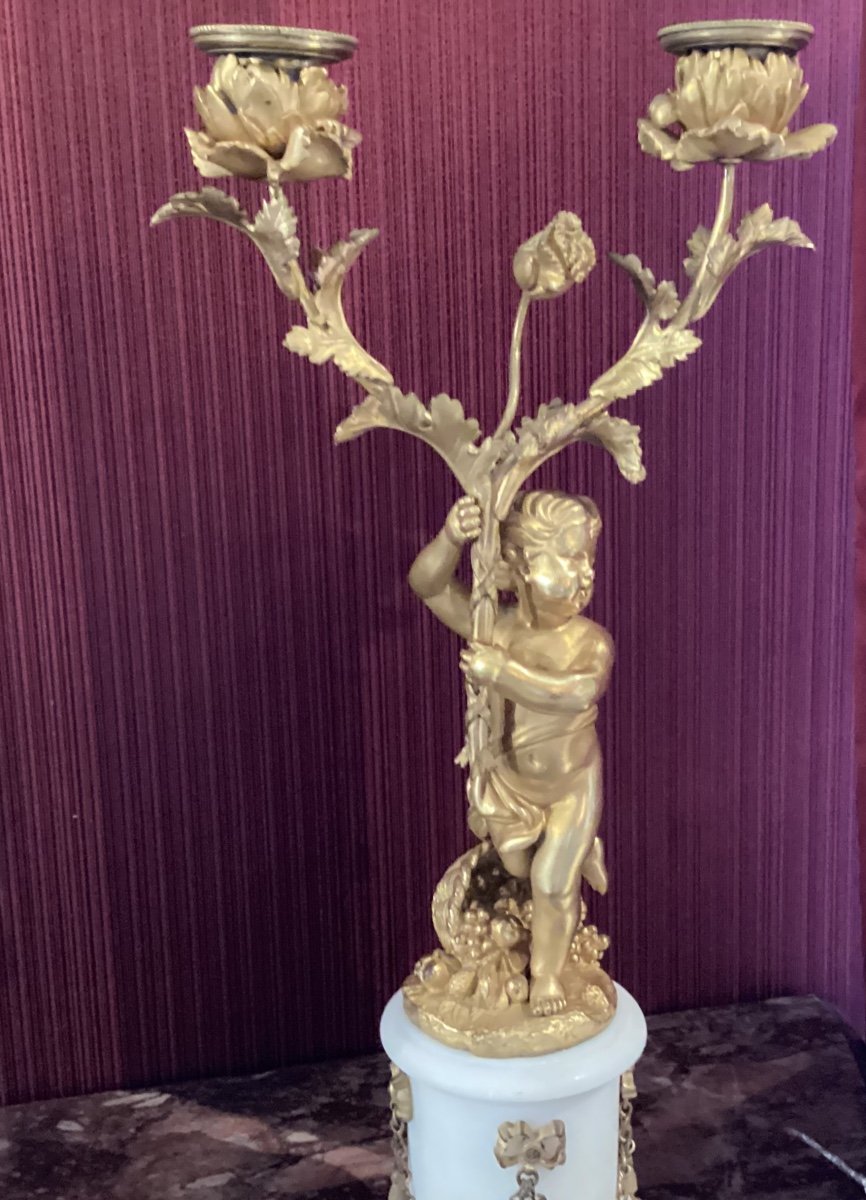 Pair Of Gilt Bronze Candelabra -photo-4