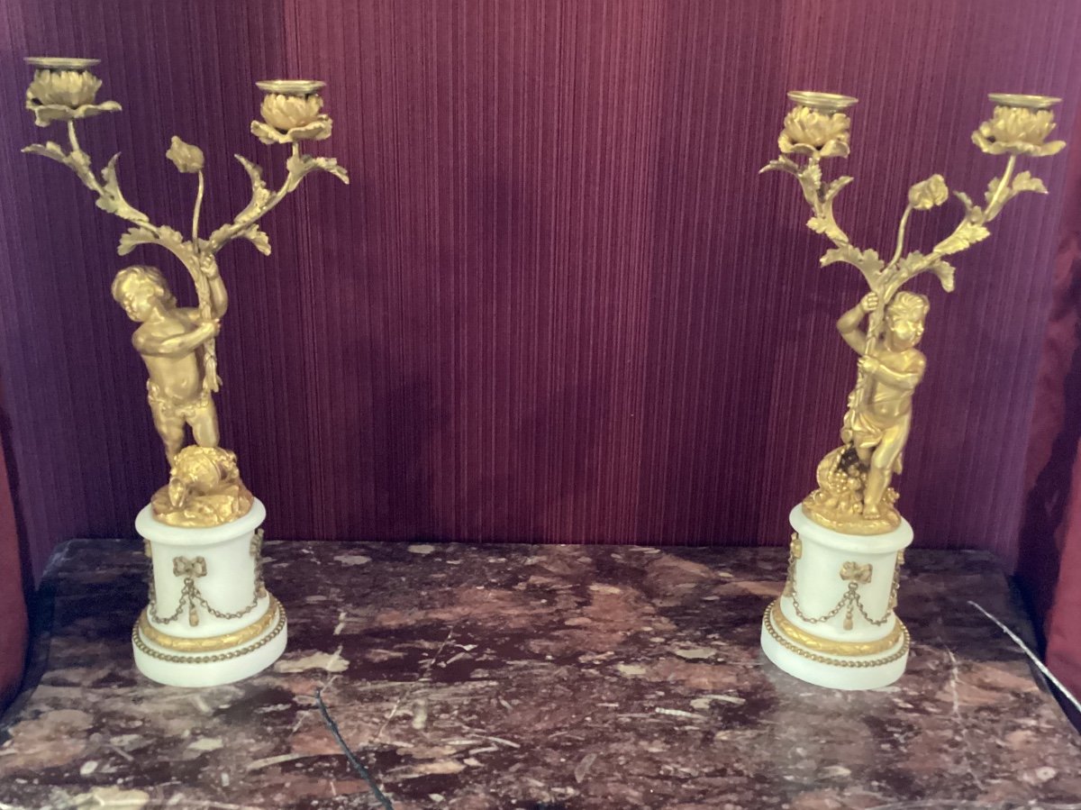 Pair Of Gilt Bronze Candelabra 