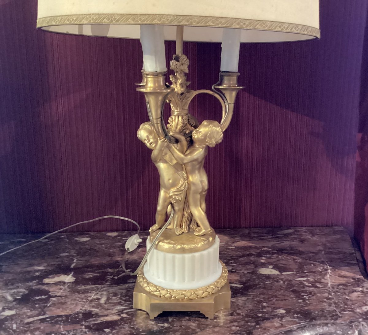 Lampe Bouillotte En Bronze Doré-photo-2