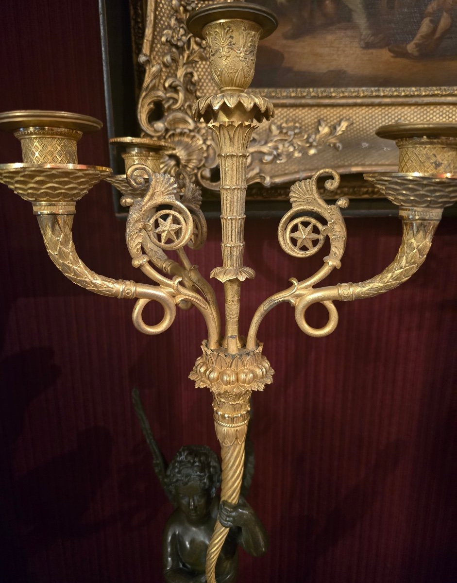 Pair Of Gilded Bronze Candelabra -photo-2