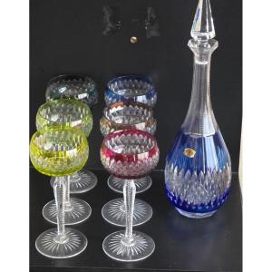 Set Of 6 Glasses And A Carafe Val Saint Lambert 