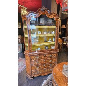 Two-body Dutch Marquetry Display Case