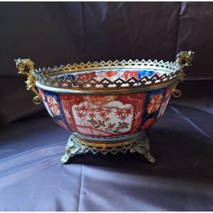 Imari Porcelain And Gilt Bronze Fruit Basket