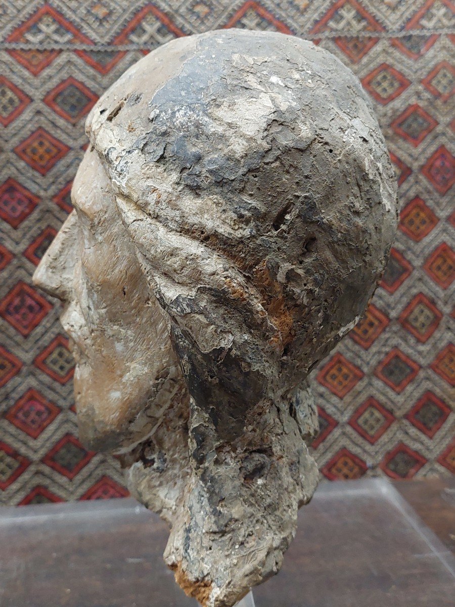 Head Of Christ 13th Century Wood With Remains Of Polychromy-photo-4