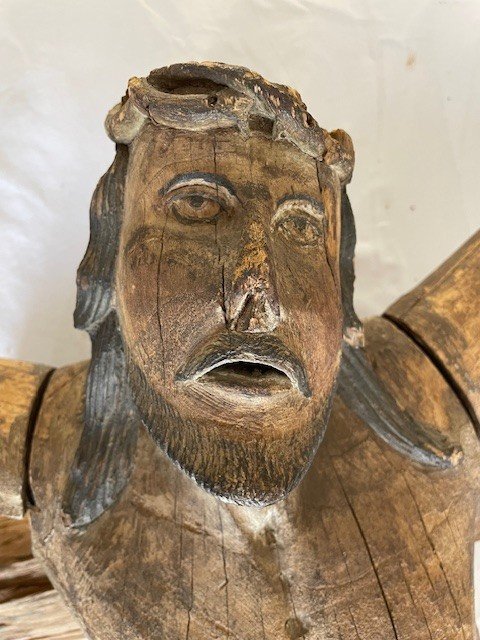 Christ Of The Crucifixion Figure Carved In Wood With Traces Of Polychromy-photo-7