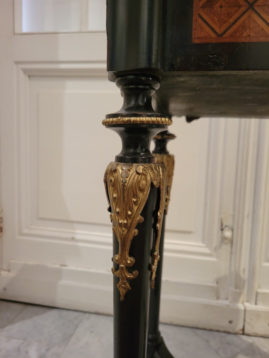 Small Table In Marquetry Of Various Species And Bronze (napoleon III) Fauborgs Parisiens-photo-7