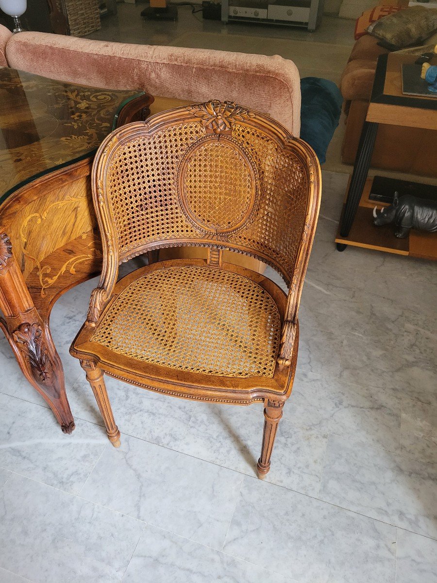 Beautiful Desk Fully Inlaid Late 19th Or Early 20th Century Louis XV Style.-photo-5