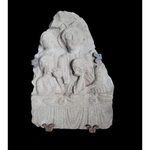 Fragment Of High Stone Relief Depicting Christ During The Scene.