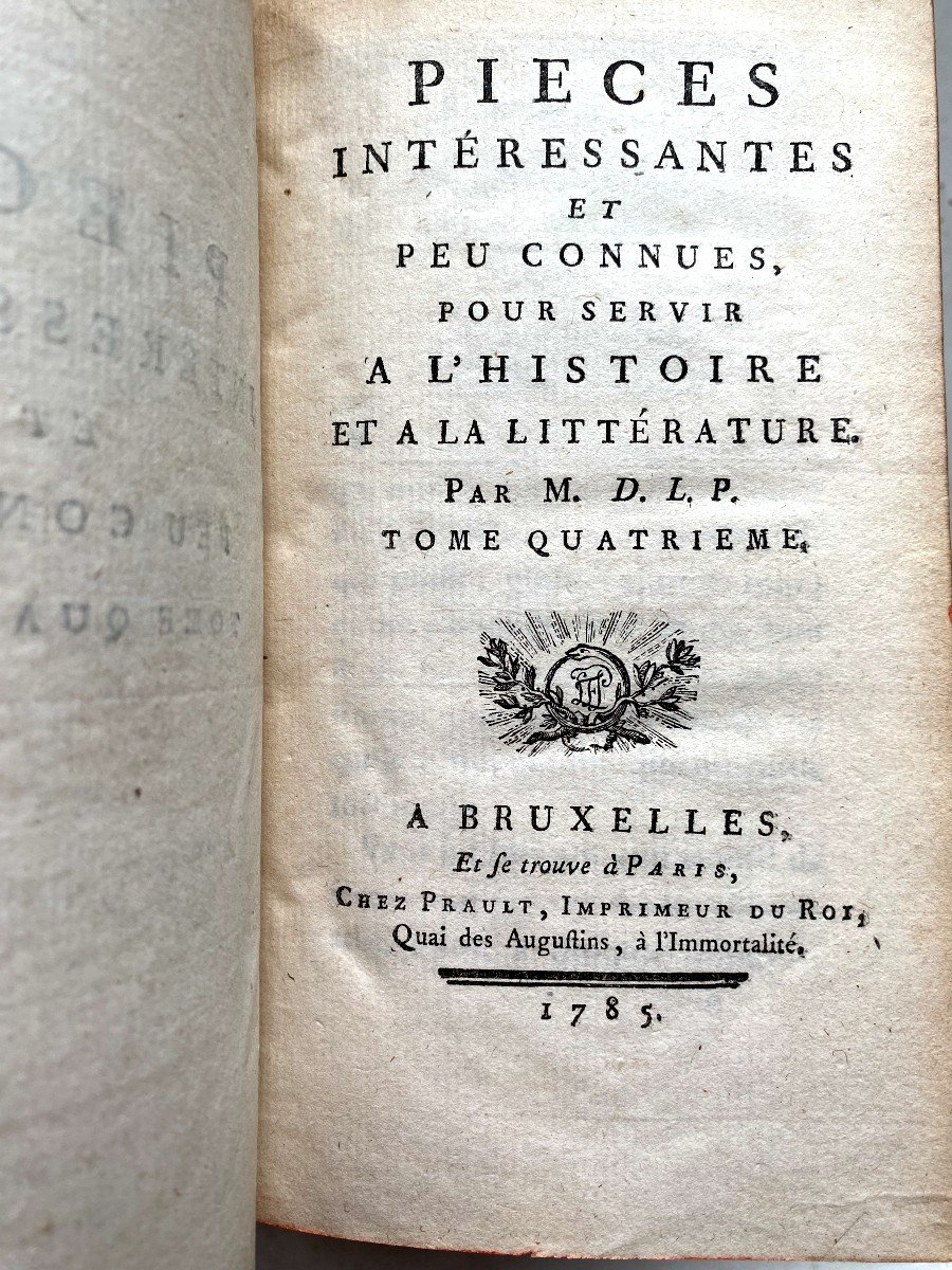 En 4volumes Pièces Intéressantes Et Peu Connues Pour Servir à l'Histoire De La Littérature 1785-photo-6