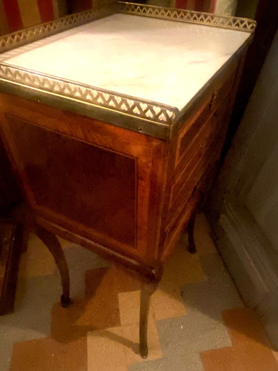 Louis XV Period Chiffonniere County Of Nice A Galerie Marble Bench, Rosewood Marquetry-photo-1