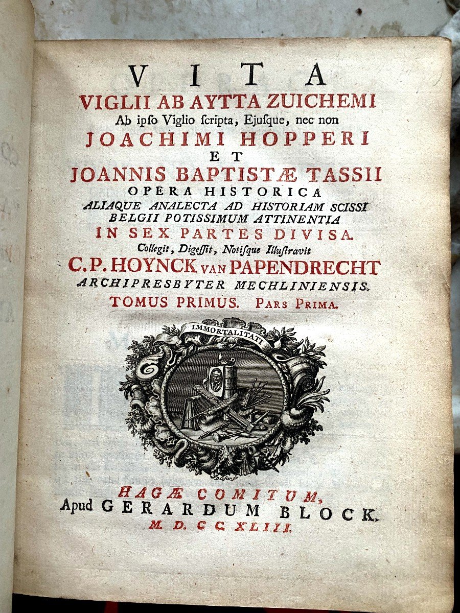 3 Fine Volumes, Cold-struck Vellum: Vita Viglii Aytta Zuichemi Ad Ipso Viglio Scripta, 1743-photo-2