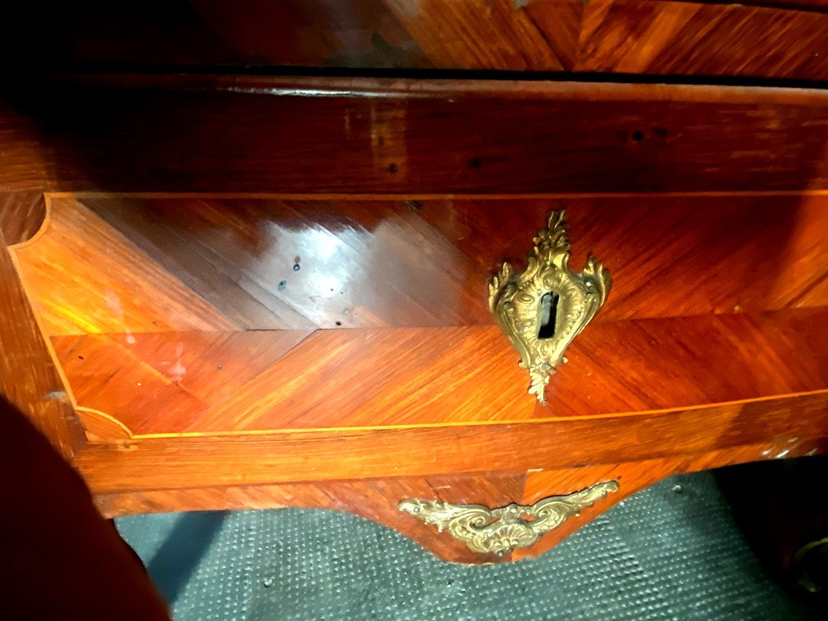 Beautiful Louis XV Period Chiffonier In Rosewood Marquetry 6 Drawers, Curved Front-photo-6