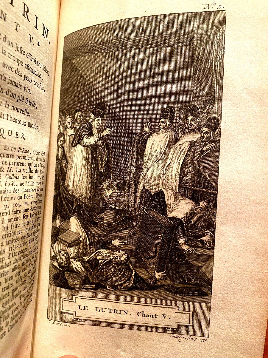 Oeuvres De  Nicolas Boileau Despréaux 5 Vol. In8 Reliure En Veau Blond Dos à La Grotesque  1772-photo-4