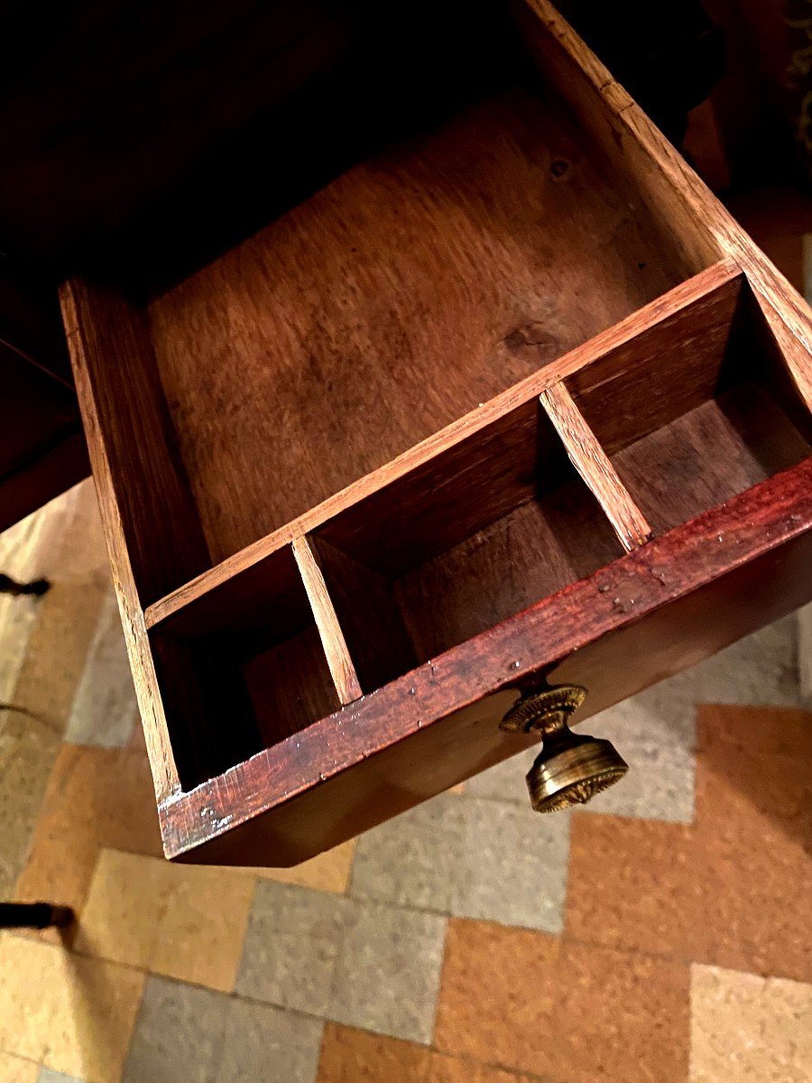 Sober And Beautiful Powder Table In Cuban Mahogany From The 18th Century, Louis XVI Fluted Spindle Feet-photo-8