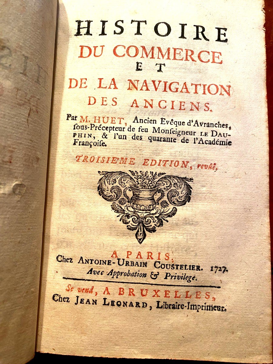 Rare Traité De l'Histoire Du Commerce Et De La Navigation Des Anciens Par M. Huet A Paris 1727-photo-3