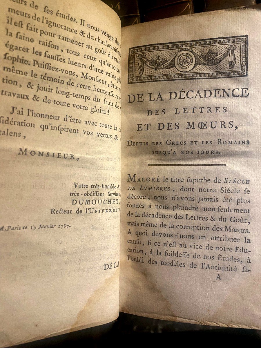 "de La Décadence Des Lettres Et Des Moeurs " Par M. Rigolet De Juvigny, Paris Chez Mérigot 1787-photo-3