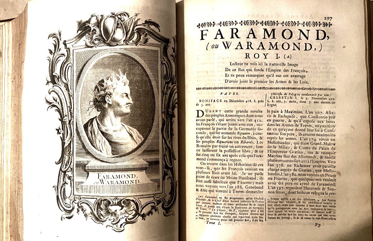 4 Fine Vol Gds In 4, New Condition, Mézeray, "chronological Summary Of The History Of France" 1740-photo-1